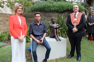 Cr Deborah Thomas, Sam Harrison and Mayor Cr Andrew Petrie