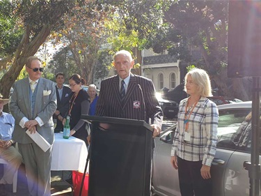 Alan Kippax plaque unveiling - Mayor Peter Cavanagh, Phil O'Sullivan OAM and Joan Ruthven, Team Leader Community Programs, Woollahra Libraries
