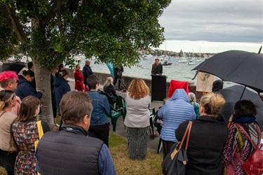 Mayor of Woollahra, Cr Susan Wynne, speaking to guests