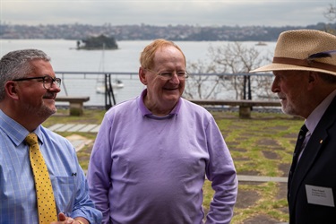 Craig Swift-McNair, General Manager of Woollahra Municipal Council, Cr. Peter Cavanagh and Peter Poland, Chairman Woollahra History and Heritage Society, at 'Redleaf' for the plaque unveiling