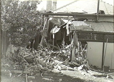 Badly damaged rear of house at 4 Bradley Avenue, Bellevue Hill.