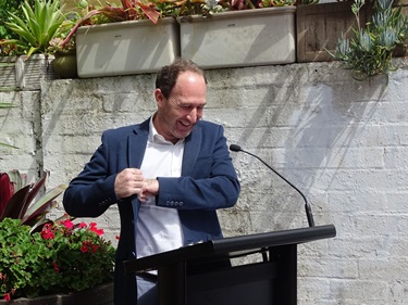 Asher Morris (Alan's son) speaking at the ceremony