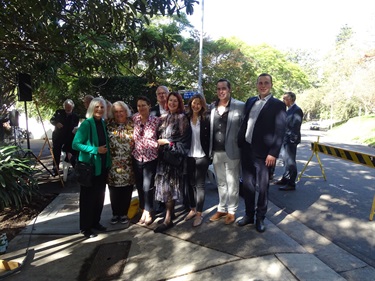 Family members at the plaque unveiling for Jessie Street