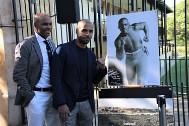 Plaque unveiling - World Heavyweight Championship title fight 1908 – James White, guest speaker and Joseph Sarkodie, plaque nominator