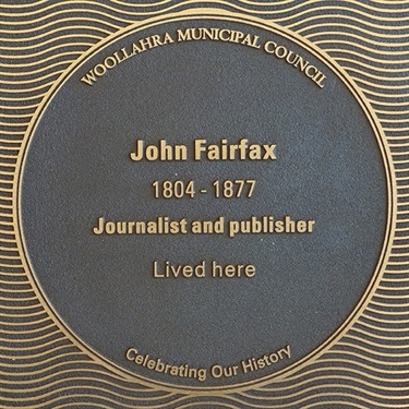 Plaque for John Fairfax