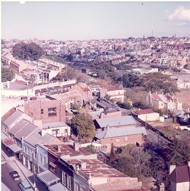 From an album of coloured photographs of Edgecliff dating from the mid 1960s - much of this area was extensively redeveloped during the 1970s with the construction of the Edgecliff Centre and the Edgecliff Interchange. Woollahra Libraries Digital Archive PF004610c.