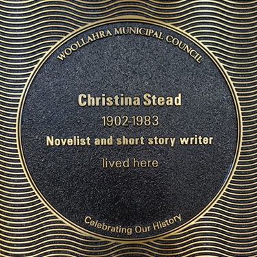 Plaque for Christina Stead