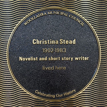 Plaque for Christina Stead