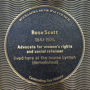 Plaque for Rose Scott