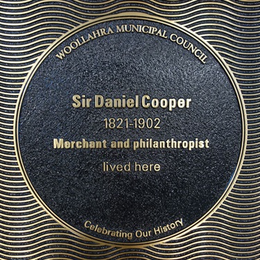 Plaque for Sir Daniel Cooper