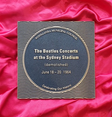 Plaque for The Beatles Concerts at the Sydney Stadium in June 1964