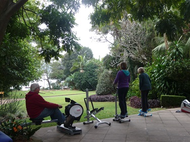 Exercise classes outside Canonbury Cottage