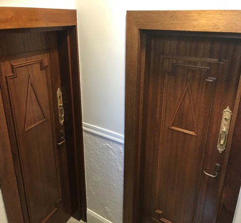 Replicated original door-sets to fire door-sets with restored and re-instated door hardware