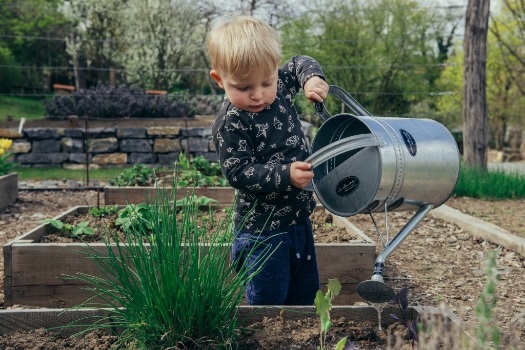 boy with watering can