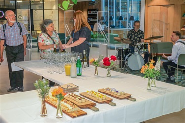 Drinks, canapes and live music before the ceremony begins.