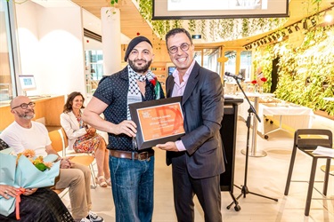 Winner of the Fiction Prize, Michael Mohammed Ahmad with Mayor of Woollahra, Cr Richard Shields