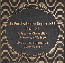 Sir Percival Halse Rogers plaque