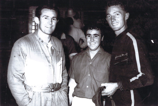Jeff Freeman (left), close friend Peter Carrall (centre) and team mate Johnnie Harvey (right)