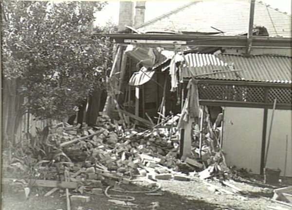 Badly damaged rear of house at 4 Bradley Avenue, Bellevue Hill