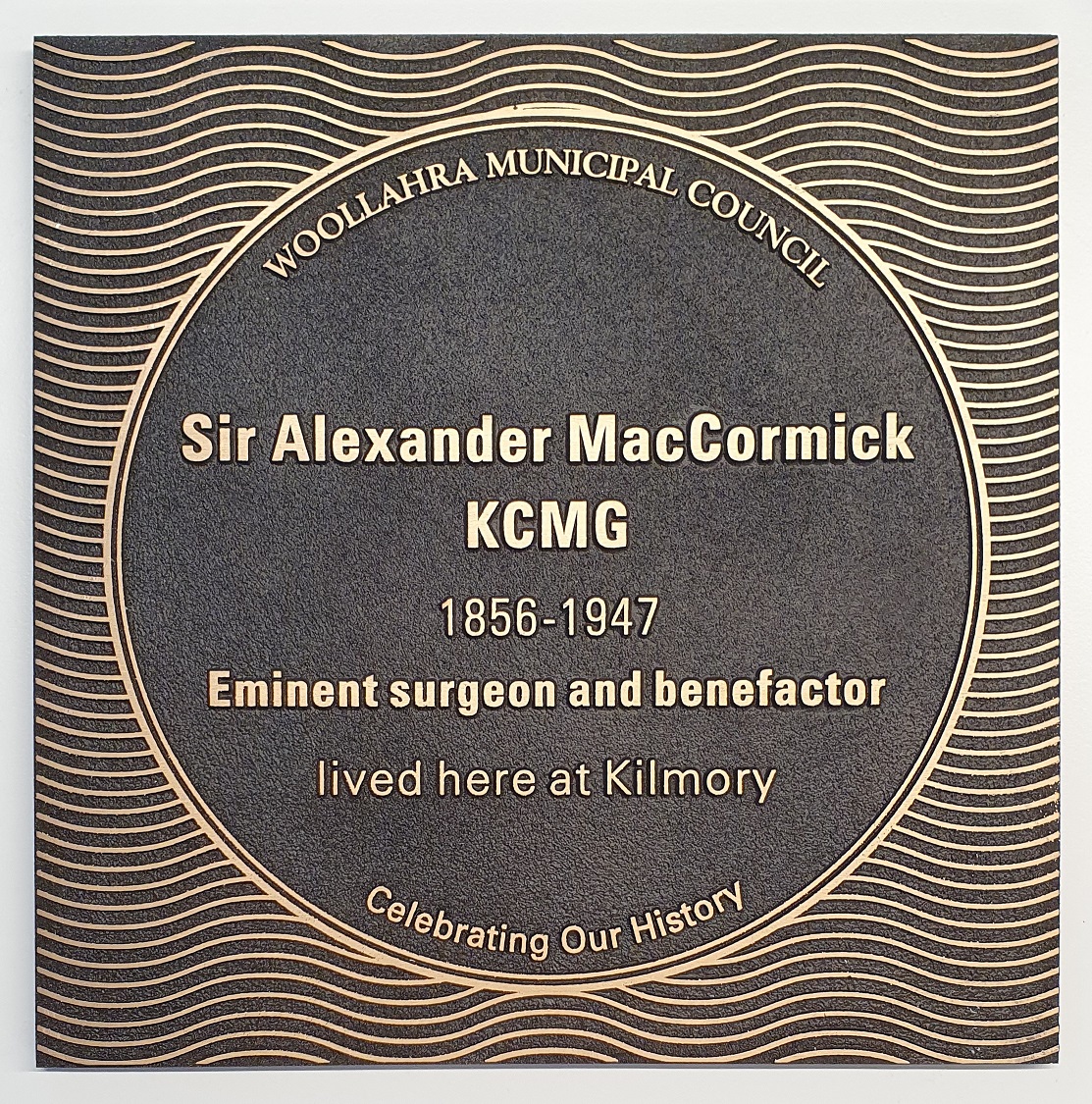 Sir Alexander MacCormick KCMG plaque