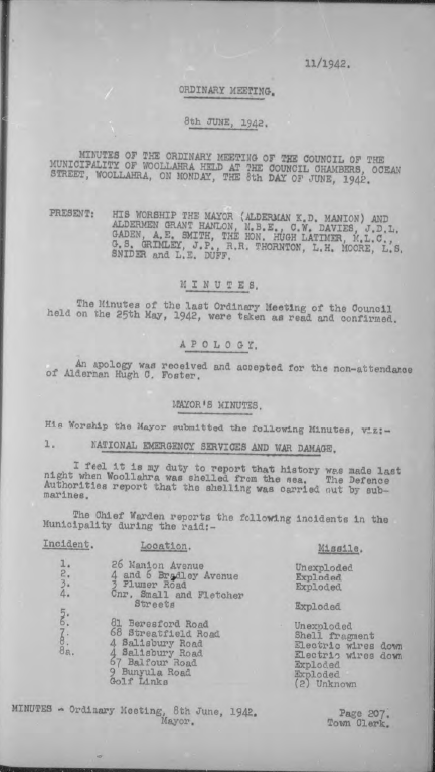 Council minutes 8, June 1942