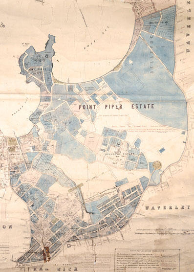 Portion of the municipal map of Woollahra showing the extent of the Point Piper Estate, 1889