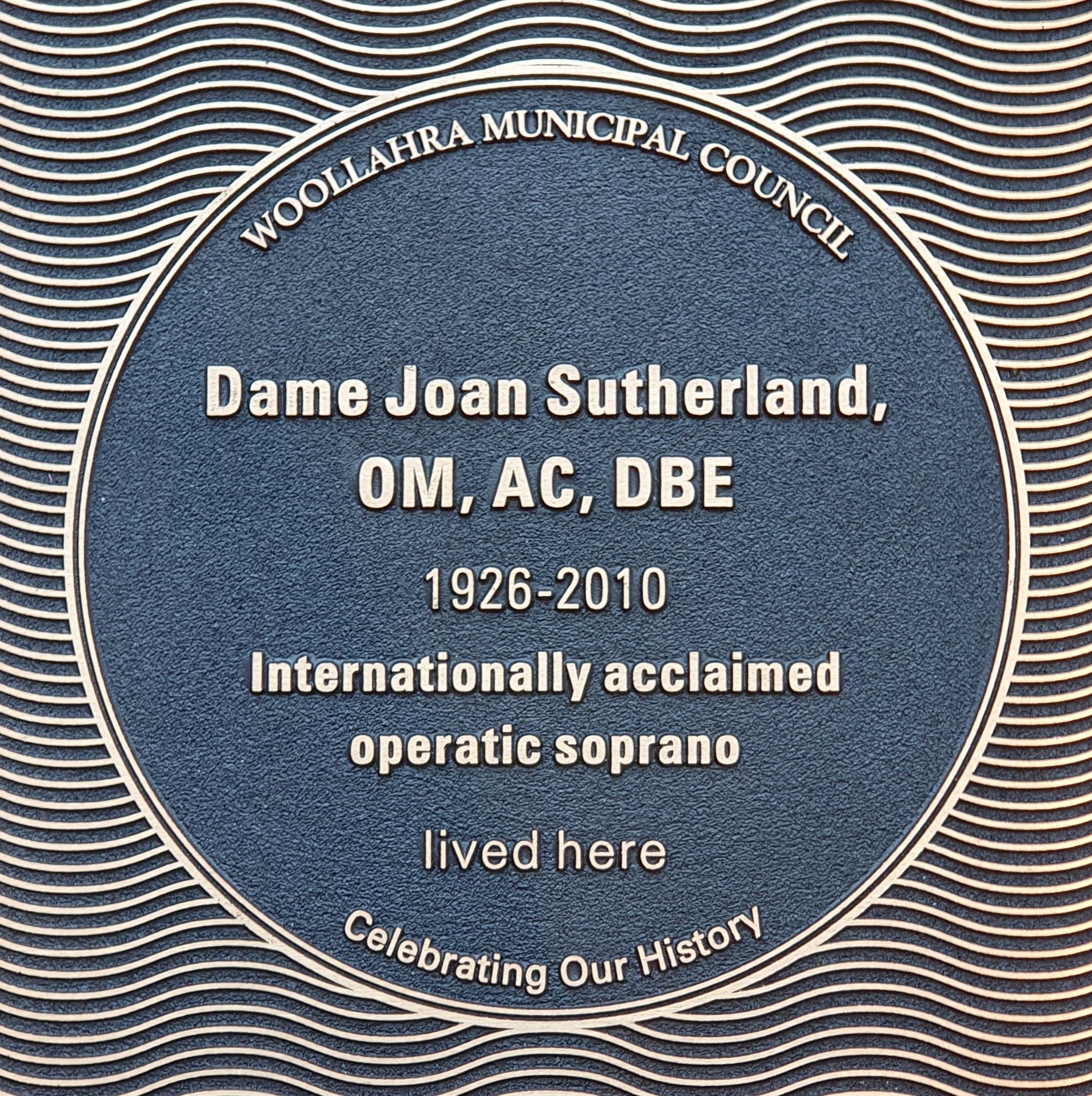 Dame Joan Sutherland OM AC DBE plaque