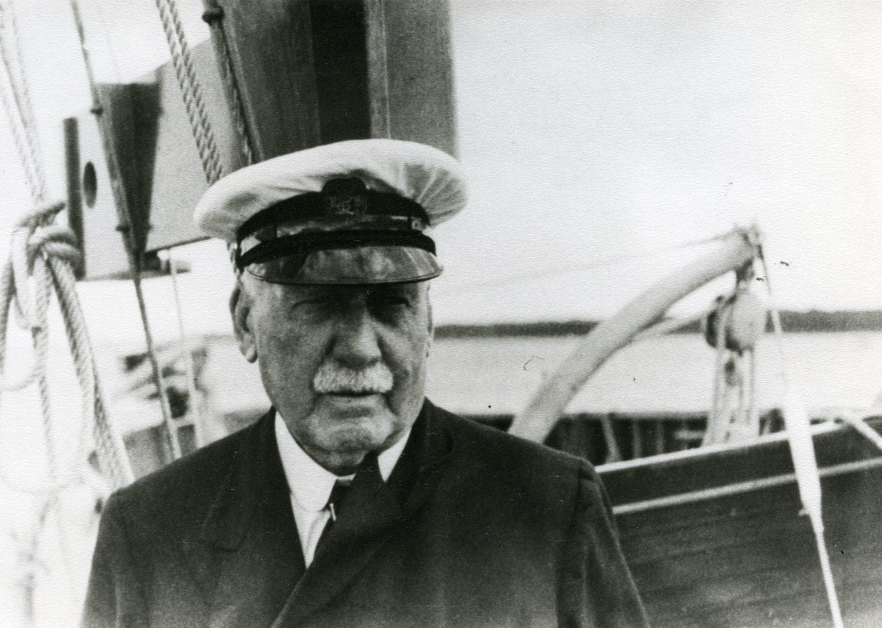 Sir Alexander MacCormick on board his yacht