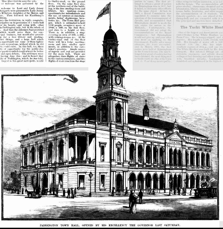 Paddington Town Hall The Sydney Mail and New South Wales Advertiser October 10 1891