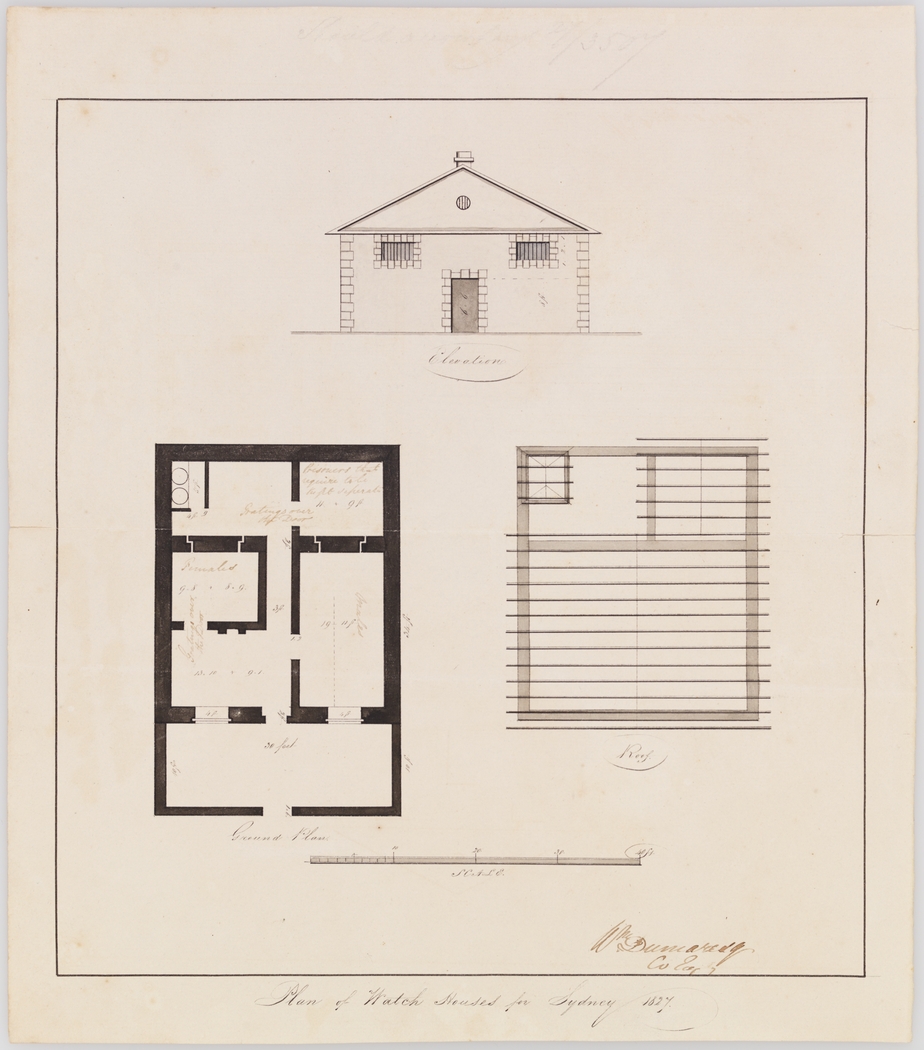 Plan of watch houses for Sydney 1827 Wm. Dumaresq Civ. Engineer