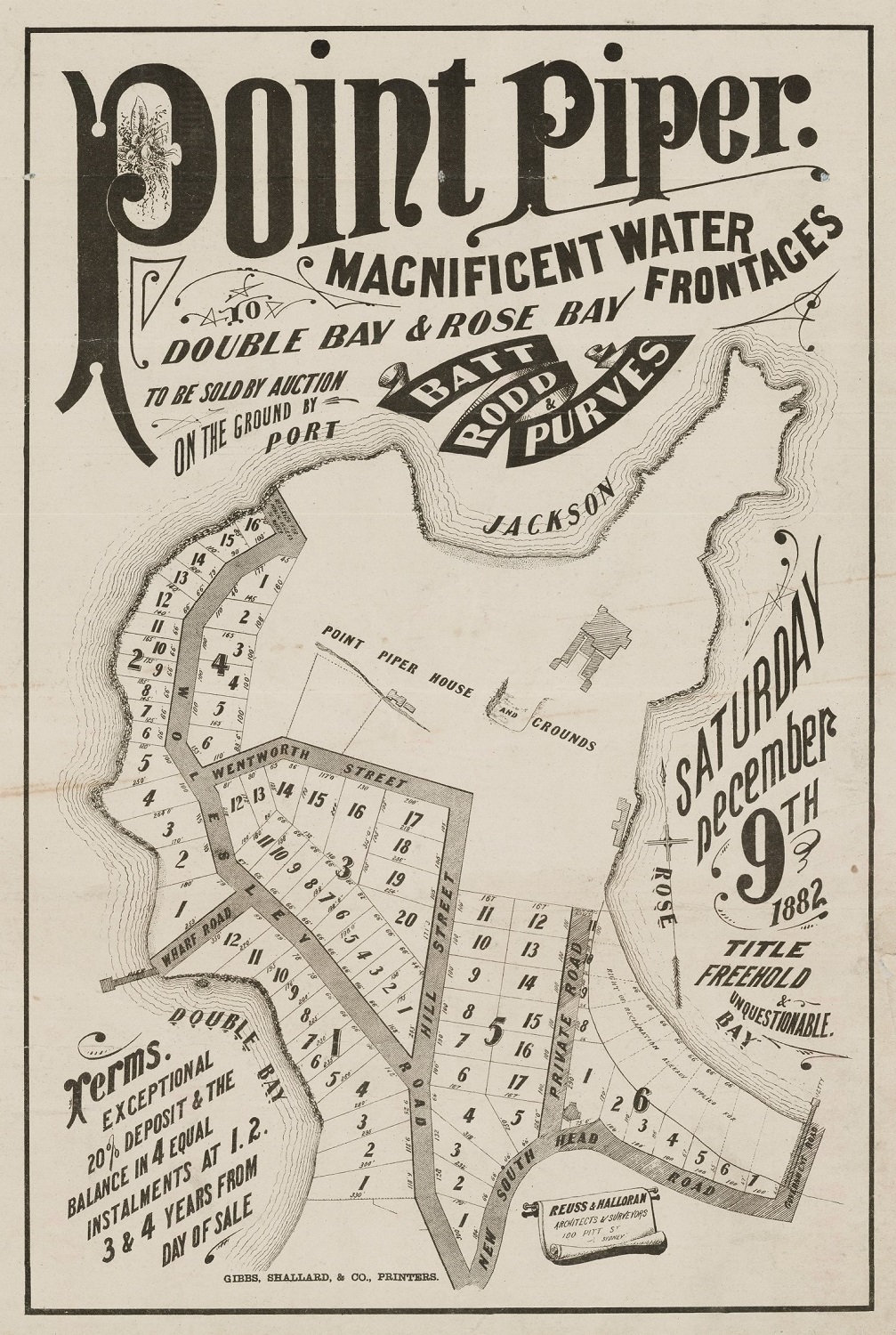 Point Piper Subdivision plan