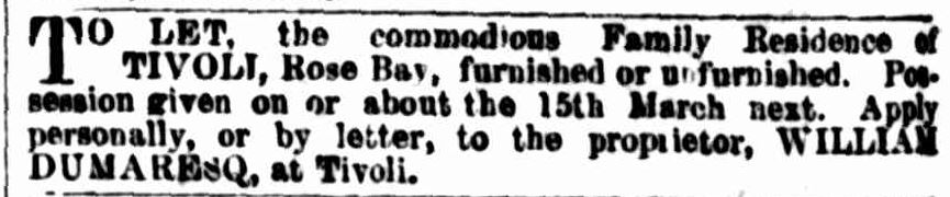 To Let advert in SMH Jan 17 1860