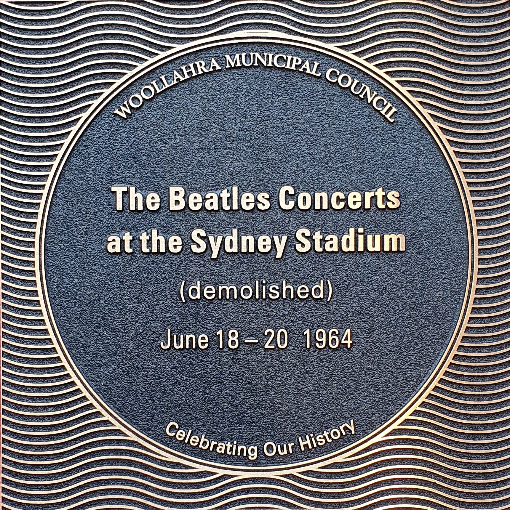 The Beatles Concerts at the Sydney Stadium, June 1964 plaque