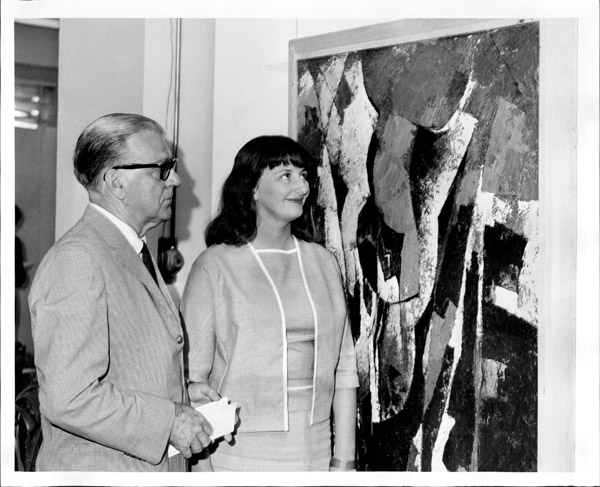 Mr. Dobell and Mrs. Docking with one of her paintings