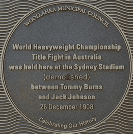 World Heavyweight Boxing Championship Title Fight 1908 plaque