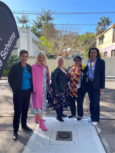 L-R Corinna Pierce (nominator); Cr Harriet Price; Melissa Jackson, Indigenous Engagement Librarian State Library of NSW (Guest Speaker); Aunty Maxine Ryan (La Perouse Local Aboriginal Land Council); Woollahra Mayor Cr Susan Wynne.