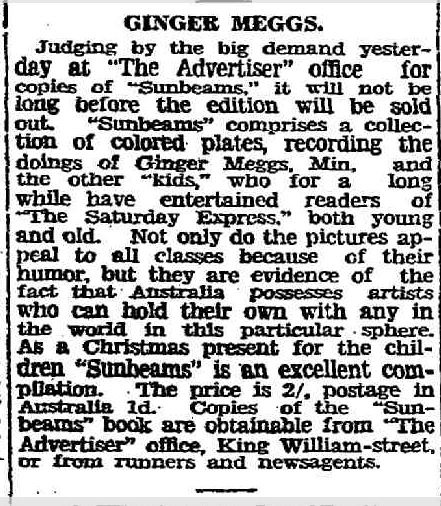 Ginger Meggs The Advertiser 16 November 1928 p 19