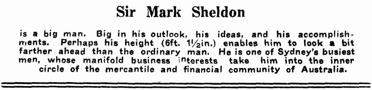 Sir Mark Sheldon caption. Daily Telegraph 6 May 1926 p 7