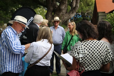 Guests at the plaque unveiling for Sir Mungo William MacCallum KCMG at 11 Wyuna Road, Point Piper.