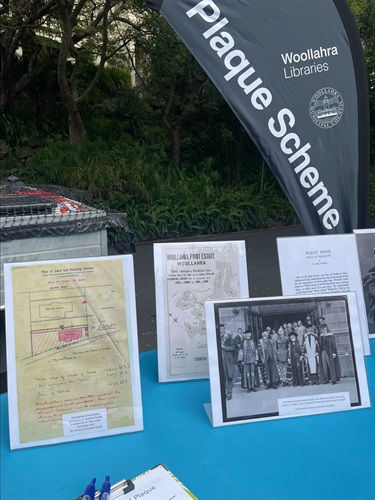 Display at the plaque unveiling for Sir Mungo William MacCallum KCMG at 11 Wyuna Road, Point Piper on 28 February 2023.  Woollahra Council Plaque Scheme.