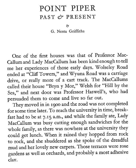 Extract Point-Piper Past and Present Nesta Griffiths,Ure-Smith1947,1970 p73