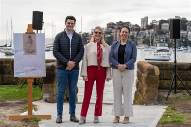 Nick McNamara (representing Kellie Sloane MP), Cr Sarah Swan and Kathleen Naish (representing Allegra Spender MP)