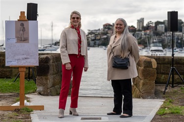 Cl Sarah Swan and Melissa Jackson with plaque and Thomas Tamara images