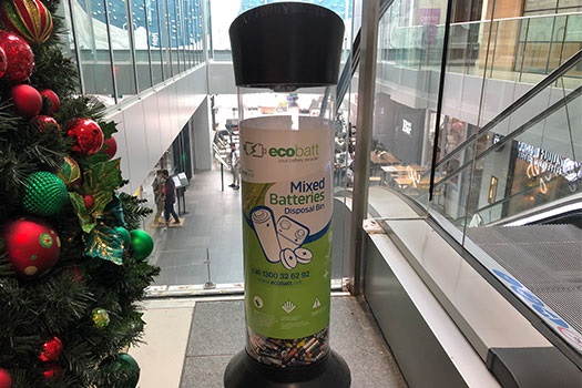 New battery recycling bin outside Woollahra Library