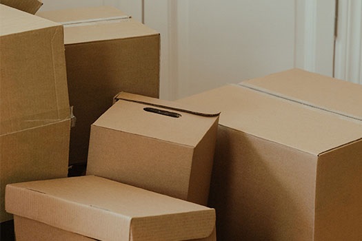 Cardboard boxes stacked together