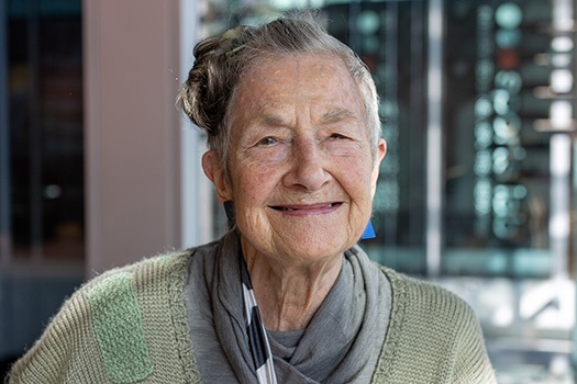 Janet Sculfer at the library