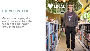 Marcus loves helping kids learn to code and feels like he’s part of a big, happy family at the Library