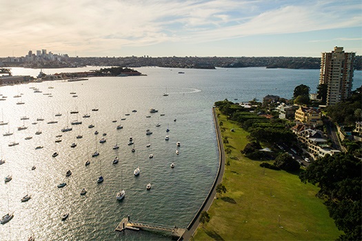 Yarranabbe Park with the harbour in the foreground