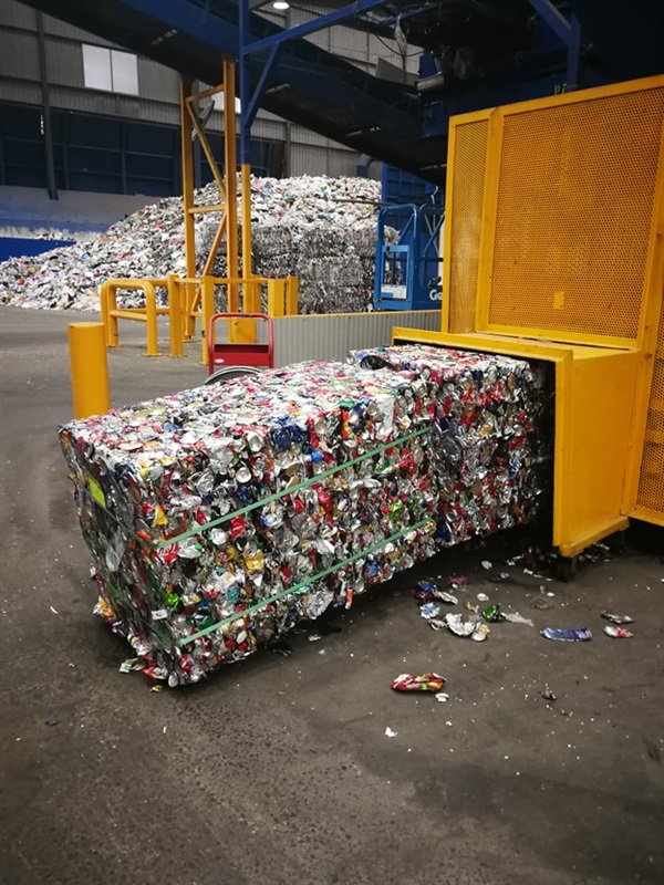 Aluminium cans after being sorted and baled