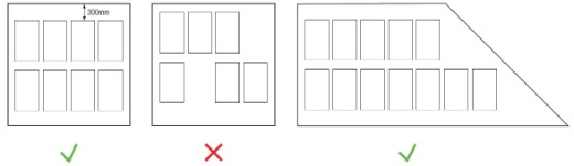 Solar panel diagram neat and uneven layouts